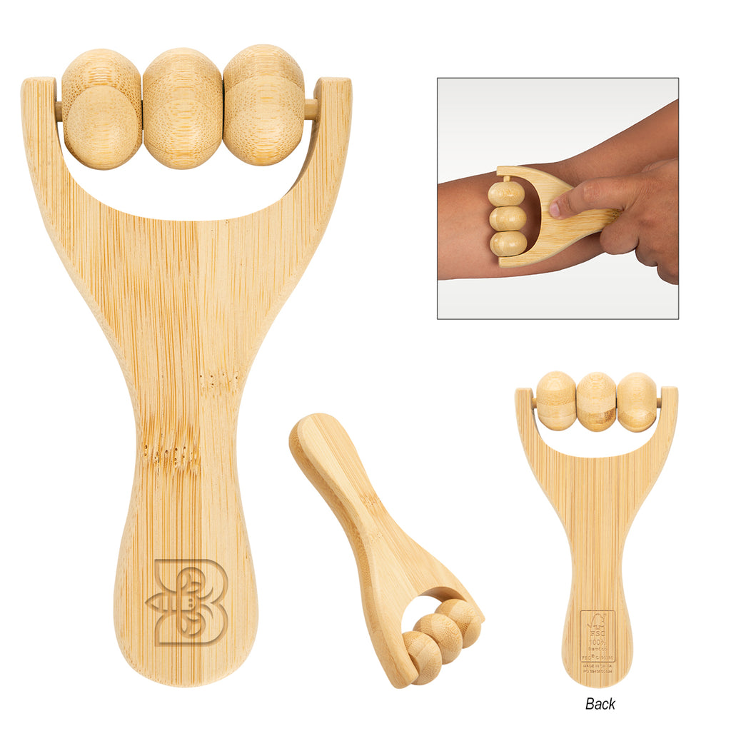 Massager with Rollers, Handheld - Natural - Laser Engraving