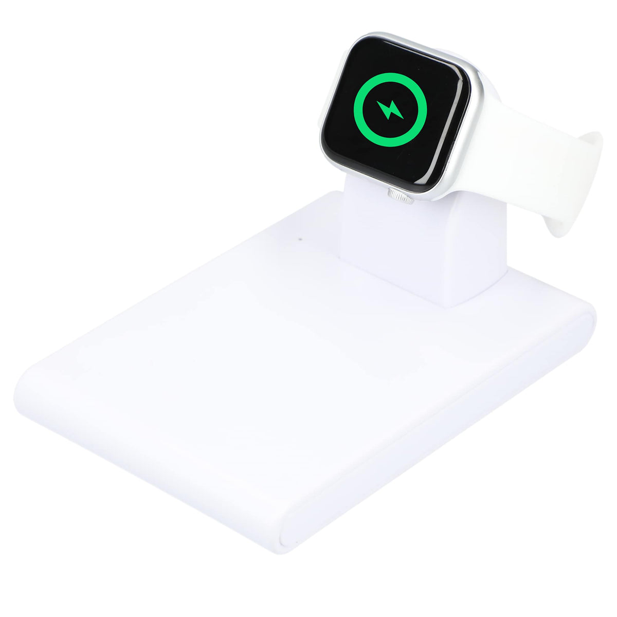 Mate Wireless Charging Pad with Apple Watch Holder Full Color - White - Left Angle 3