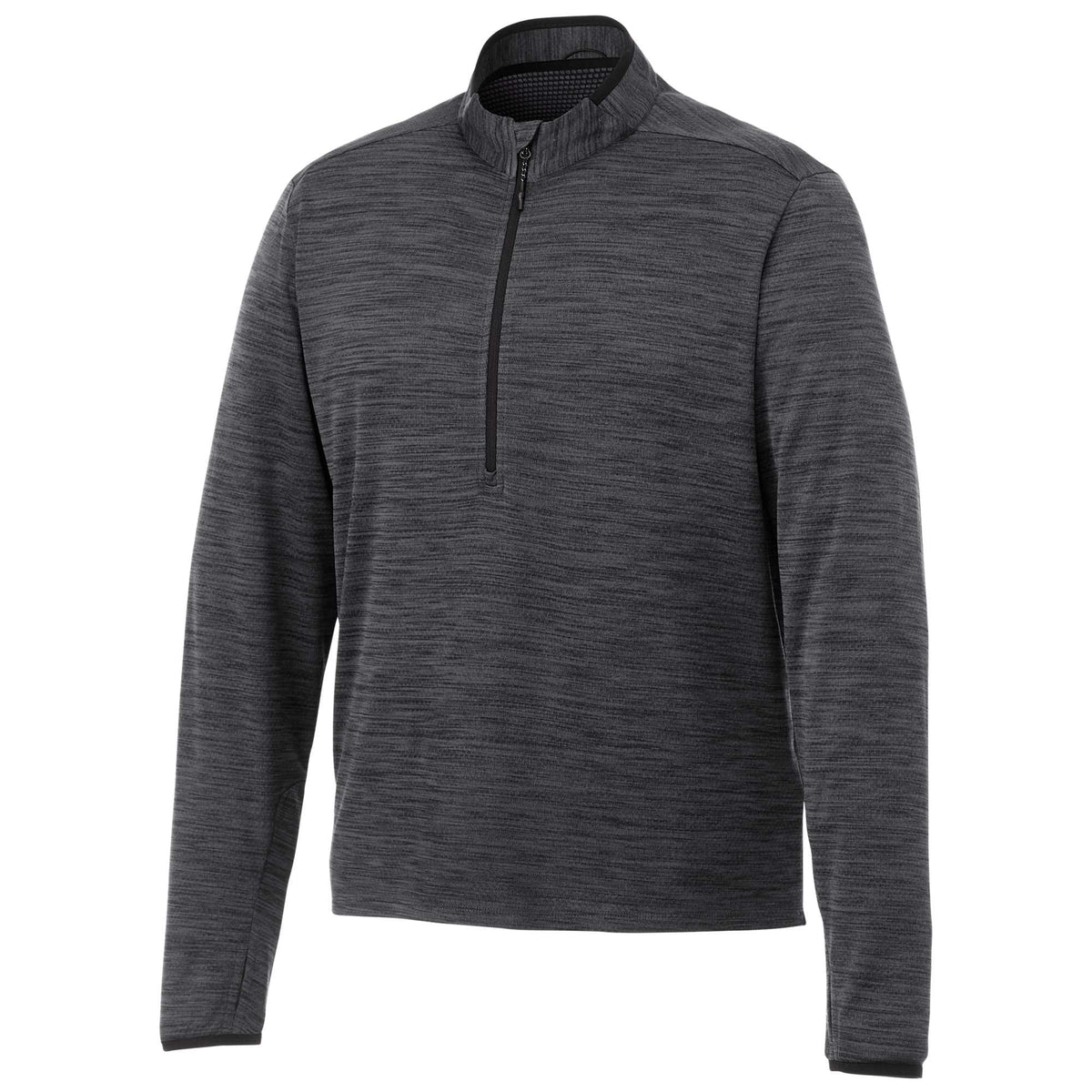 Mather Performance Knit Half Zip with Thumb Holes for Men Embroidery - Heather Dark Charcoal - Front Flat