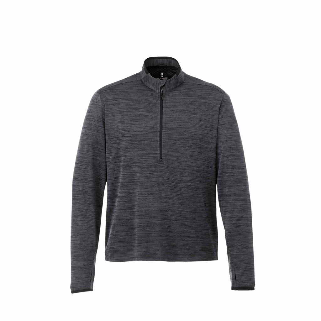 Mather Performance Knit Half Zip with Thumb Holes for Men Embroidery - Heather Dark Charcoal - Front