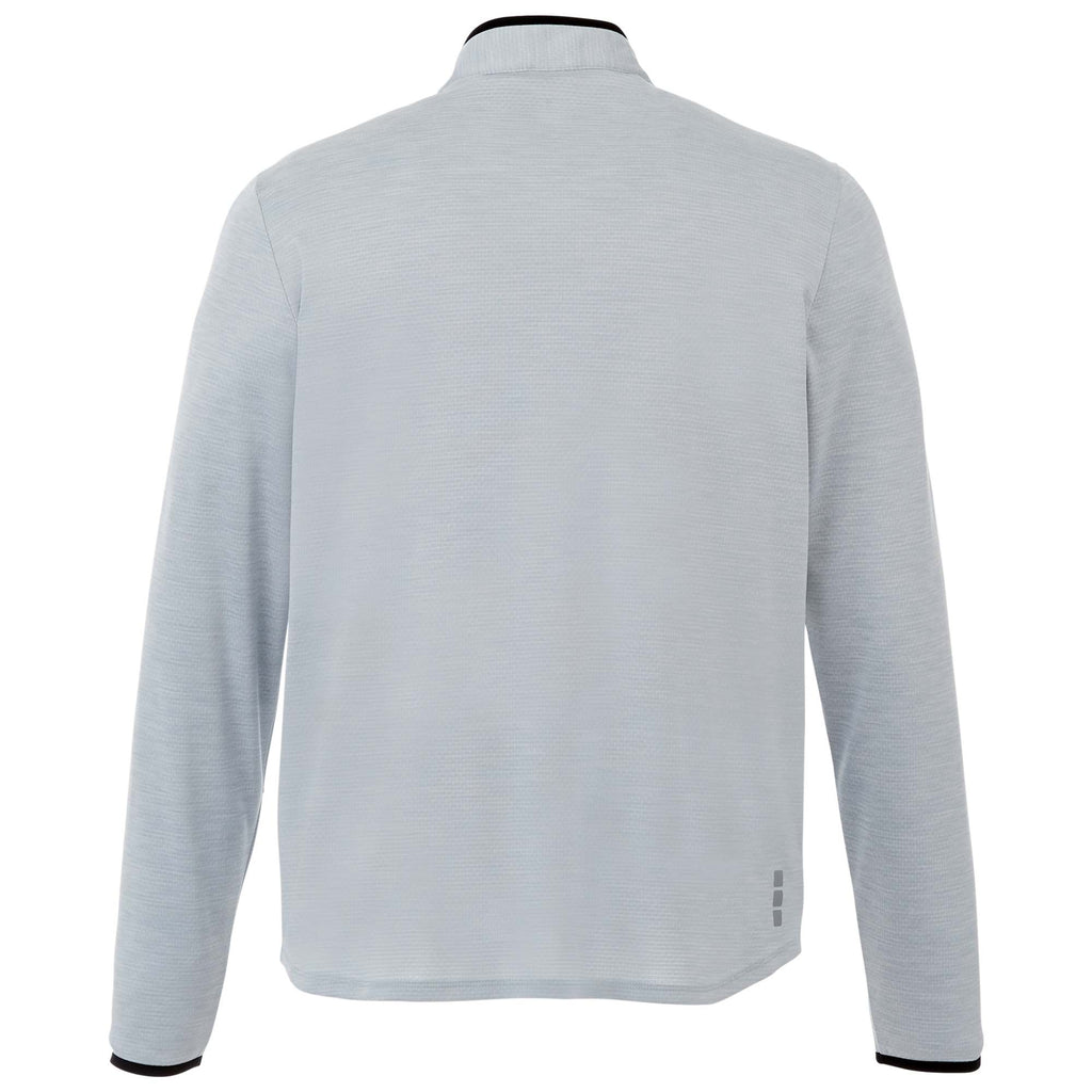 Mather Performance Knit Half Zip with Thumb Holes for Men Embroidery - Light Heather Grey - Back Flat