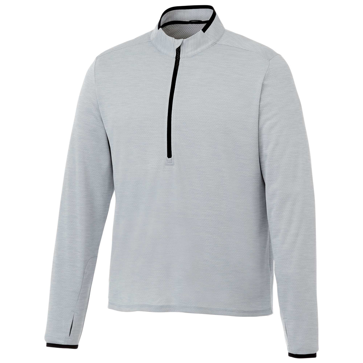 Mather Performance Knit Half Zip with Thumb Holes for Men Embroidery - Light Heather Grey - Front Flat