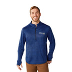 Mather Performance Knit Half Zip with Thumb Holes for Men Embroidery - New Royal Heather - Front On Model