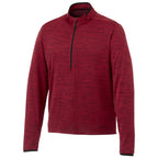 Mather Performance Knit Half Zip with Thumb Holes for Men Embroidery - Team Red Heather - Front Flat