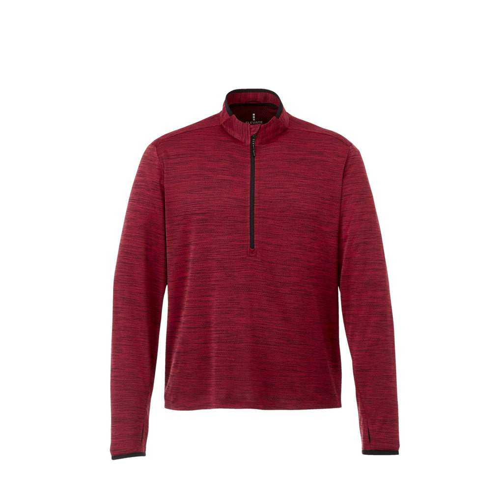Mather Performance Knit Half Zip with Thumb Holes for Men Embroidery - Team Red Heather - Front