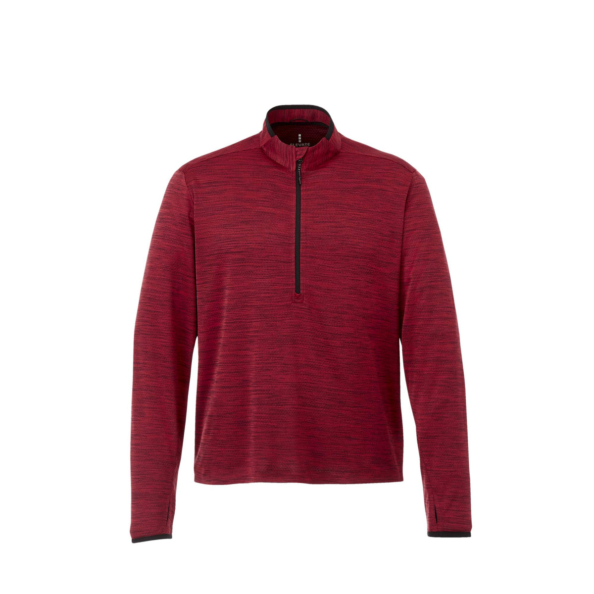Mather Performance Knit Half Zip with Thumb Holes for Men Embroidery - Team Red Heather - Front