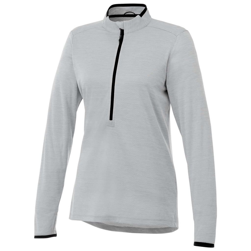 Mather Performance Knit Half Zip with Thumb Holes for Women Transfer - Light Heather Grey - Flat Frt Hjdhlm