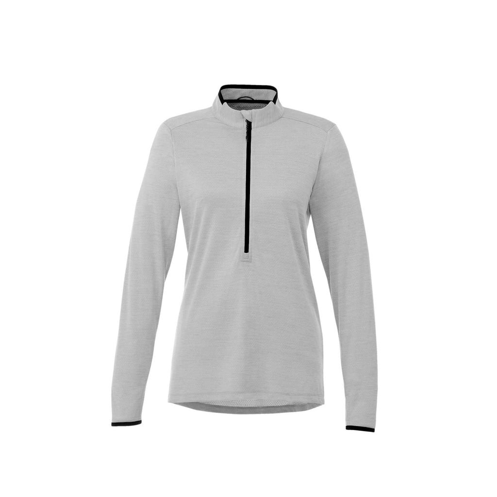 Mather Performance Knit Half Zip with Thumb Holes for Women Transfer - Light Heather Grey - Front