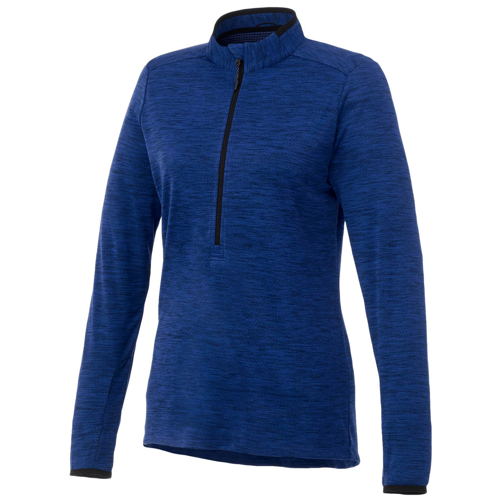 Mather Performance Knit Half Zip with Thumb Holes for Women Transfer - New Royal Heather - Front Flat