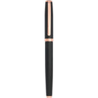 Matte Black Rollerball Pen in Recycled Brass with Rose Gold Trim - Black - Clip 2