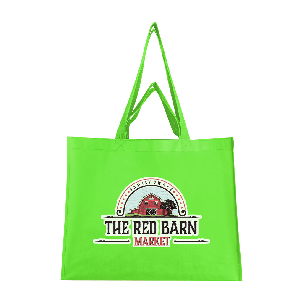 Matte Laminated Recycled Dual Handle Shopper Tote Bag - Lime Green - Colorbrite