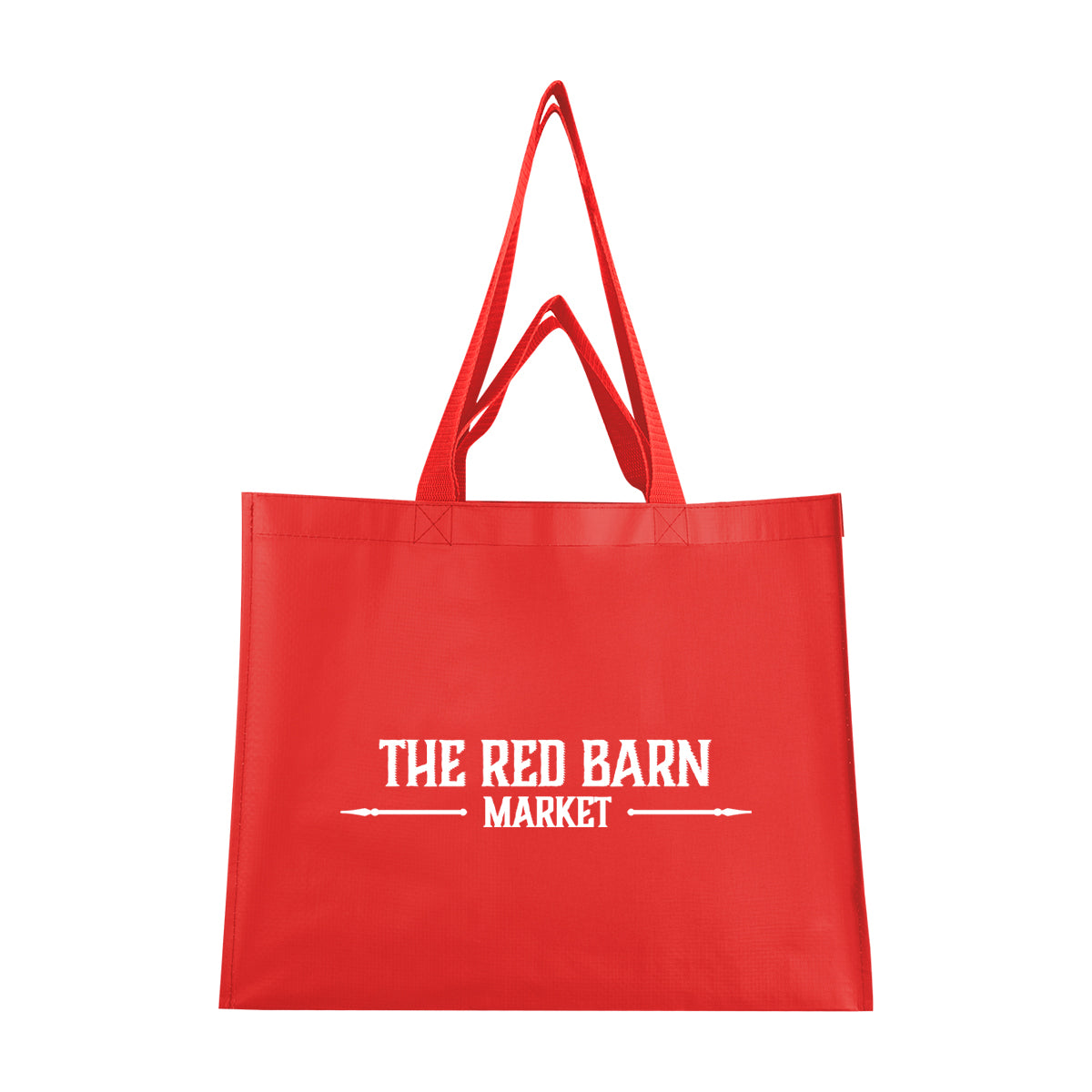 Matte Laminated Recycled Dual Handle Shopper Tote Bag - Red - Silk Screen