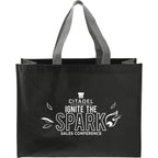Matte Laminated Shopper Tote in Recycled PET - Black/Gray - Front