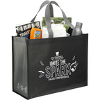 Matte Laminated Shopper Tote in Recycled PET - Black/Gray - Right Angle 2