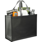 Matte Laminated Shopper Tote in Recycled PET - Black/Gray - Right Angle 4