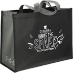 Matte Laminated Shopper Tote in Recycled PET - Black/Gray - Right Angle