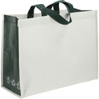 Matte Laminated Shopper Tote in Recycled PET - Natural/Hunter Green - Right Angle 3