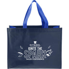 Matte Laminated Shopper Tote in Recycled PET - Navy/Royal - Front