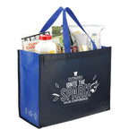 Matte Laminated Shopper Tote in Recycled PET - Navy/Royal - Right Angle 2