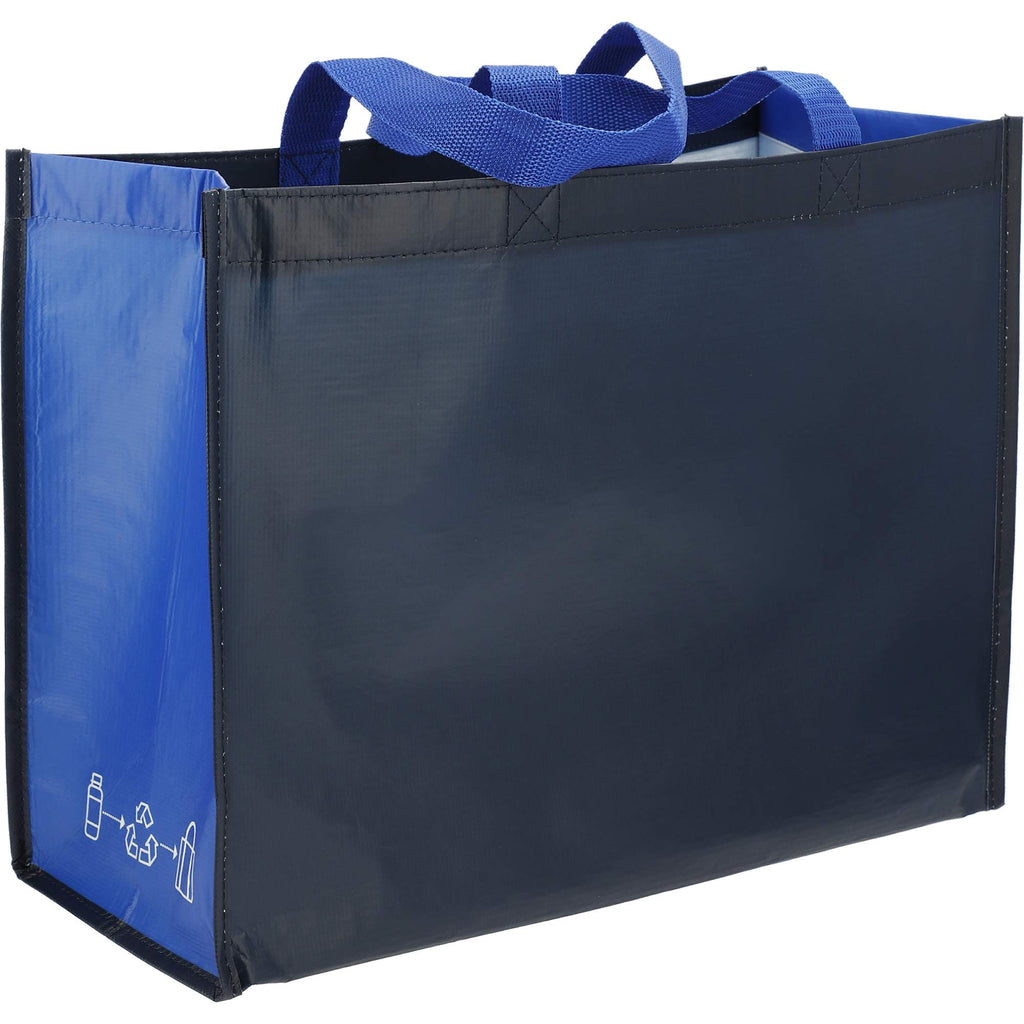 Matte Laminated Shopper Tote in Recycled PET - Navy/Royal - Right Angle 3