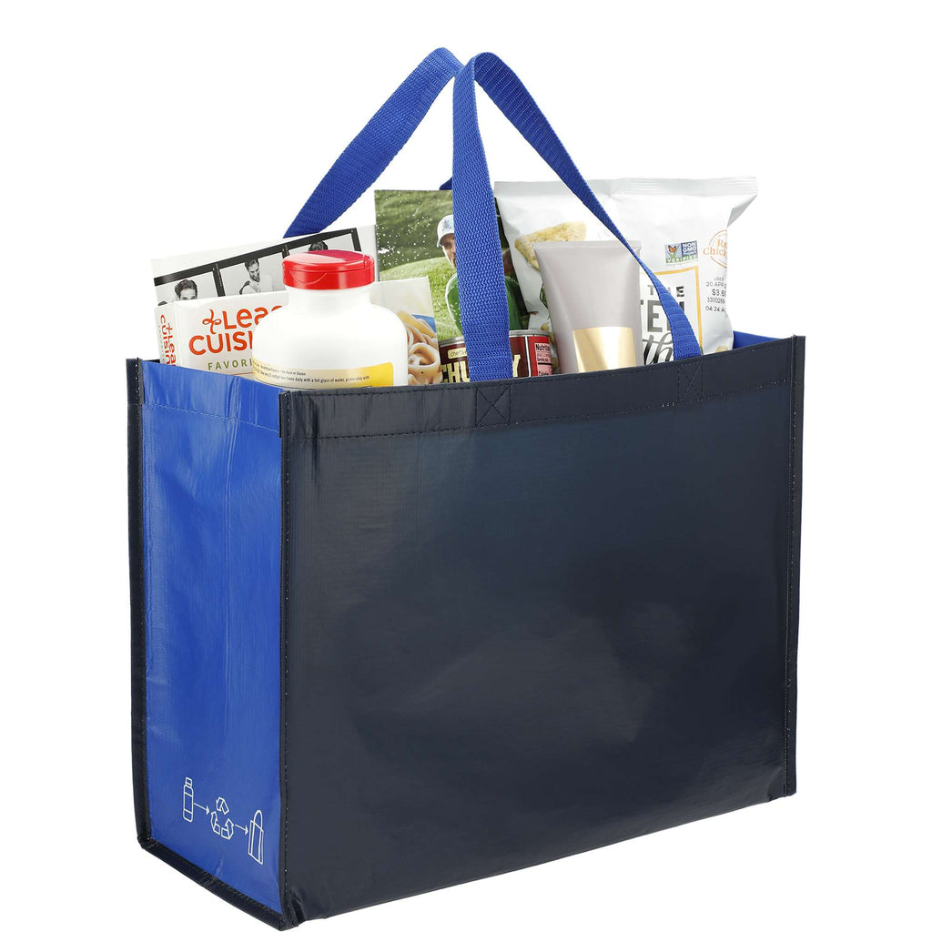 Matte Laminated Shopper Tote in Recycled PET - Navy/Royal - Right Angle 4