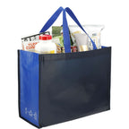 Matte Laminated Shopper Tote in Recycled PET - Navy/Royal - Right Angle 4