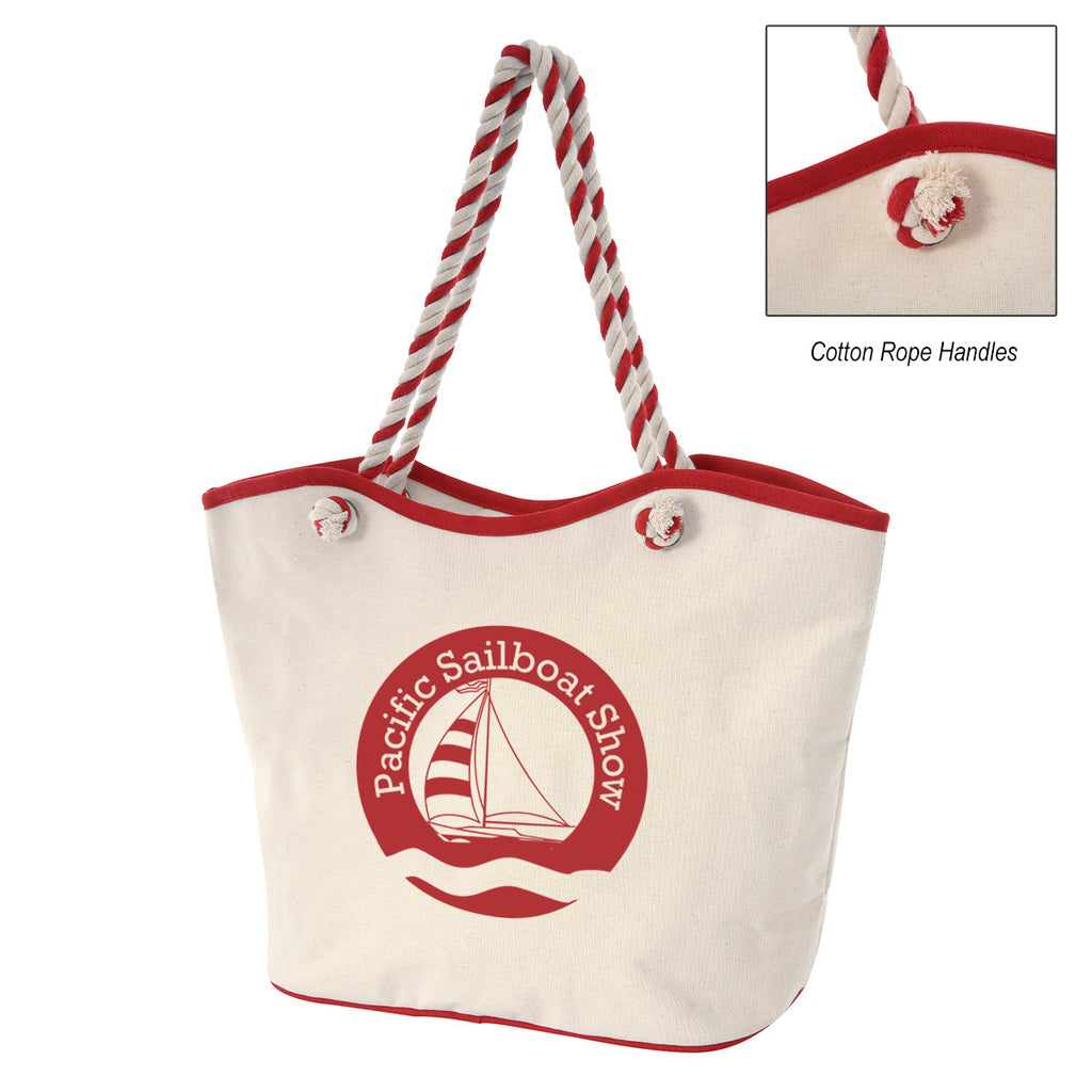 Maui Laminated Cotton Tote Bag, 8 oz - Red - Silk Screen