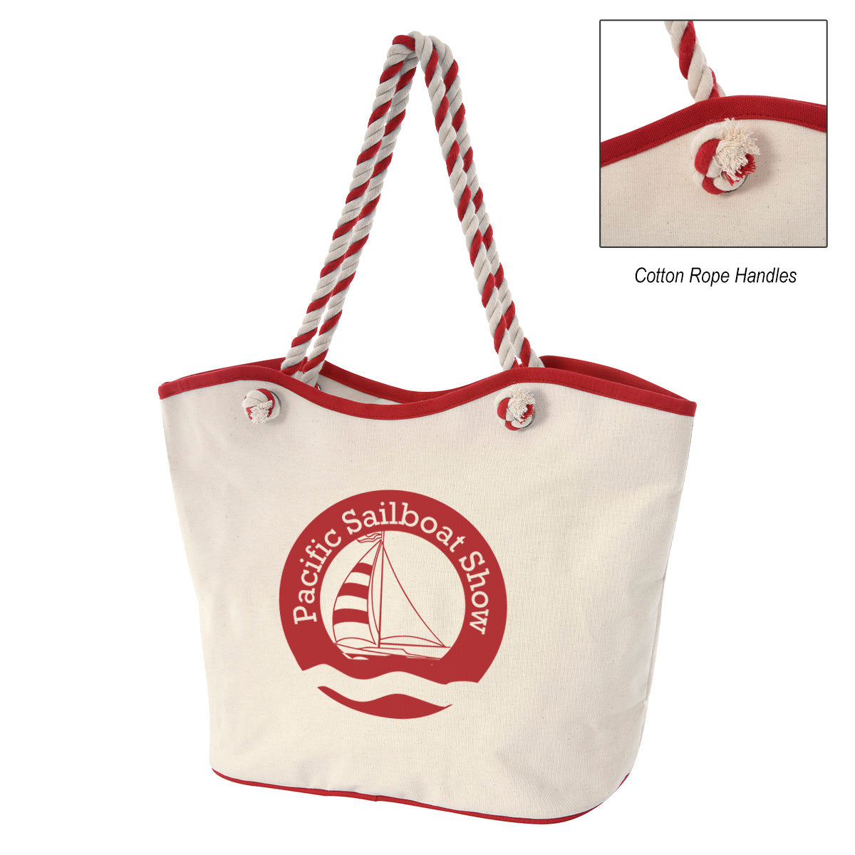 Maui Laminated Cotton Tote Bag, 8 oz - Red - Silk Screen