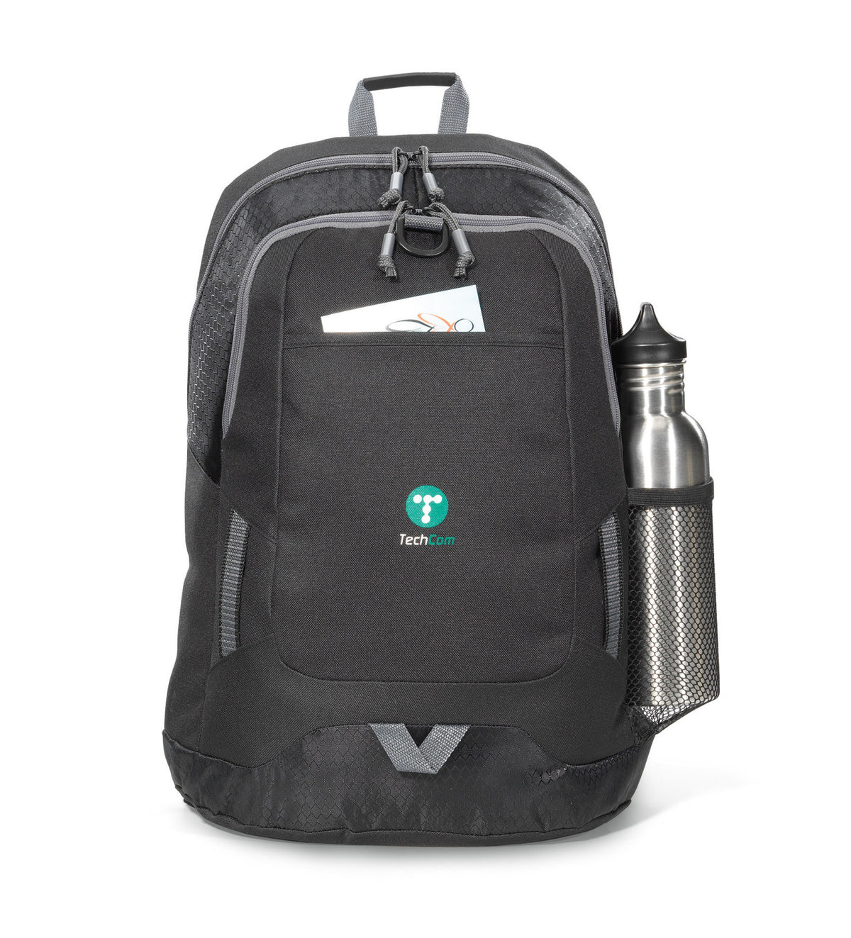 Maverick Laptop Backpack with Diamond Weave Accent Transfer - Black - View 1
