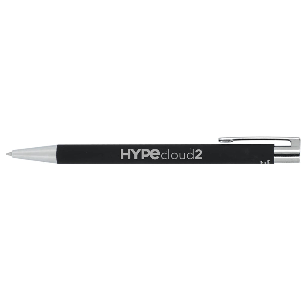 Maxi Soft Touch Gel Pen in Recycled Aluminum Full Color - Black - Left Side