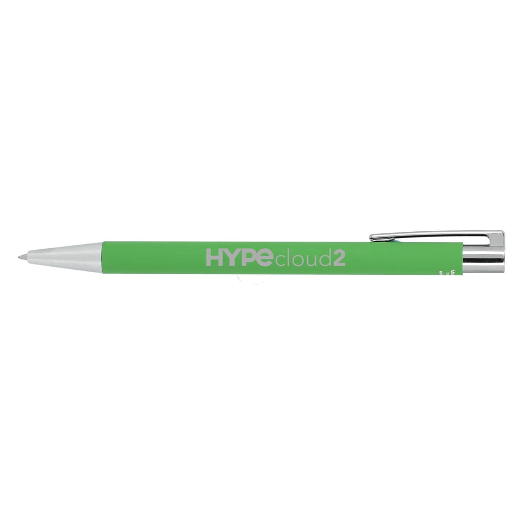 Maxi Soft Touch Gel Pen in Recycled Aluminum Full Color - Green - Left Side