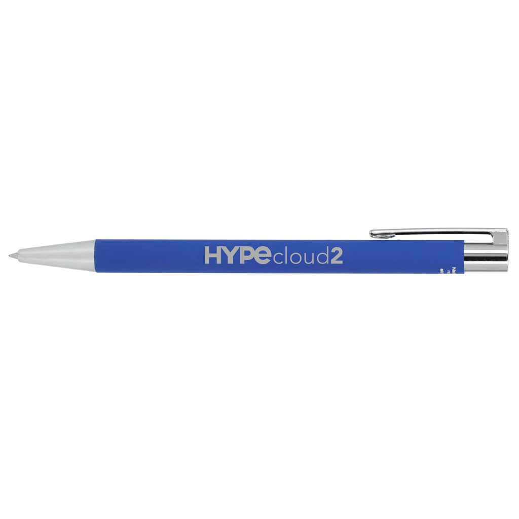 Maxi Soft Touch Gel Pen in Recycled Aluminum Laser Engraving - Blue - Left Side