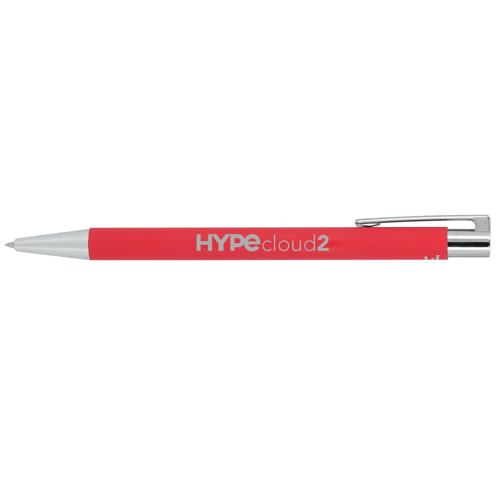Maxi Soft Touch Gel Pen in Recycled Aluminum Laser Engraving - Red - Left Side