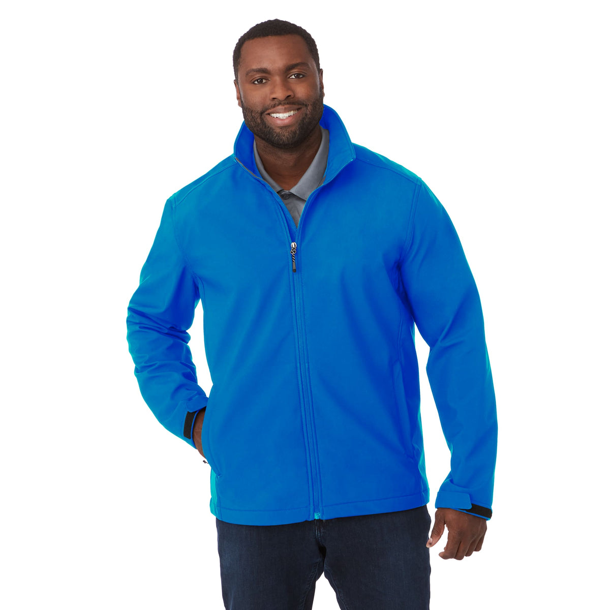 Maxson Waterproof Softshell Jacket for Men Debossing - Olympic Blue - On Model