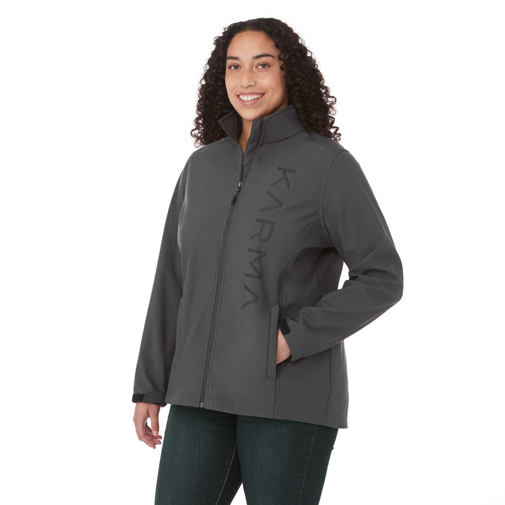 Maxson Waterproof Softshell Jacket for Women Debossing - Grey Storm - On Model Left Angle