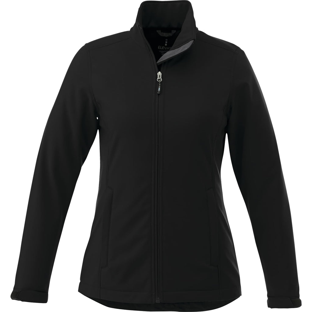 Maxson Waterproof Softshell Jacket for Women Embroidery - Black - Front Flat