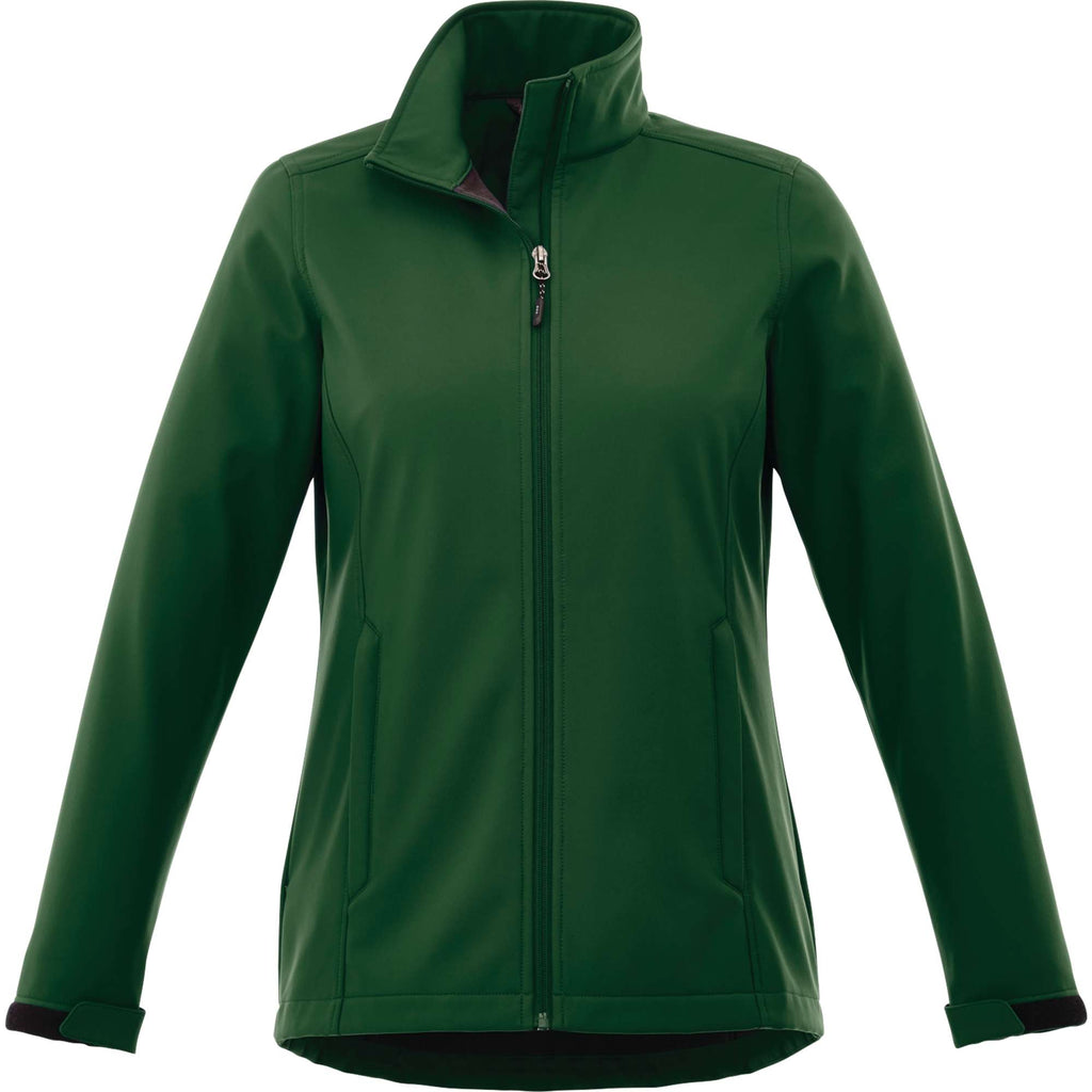 Maxson Waterproof Softshell Jacket for Women Embroidery - Forest Green - Front Flat