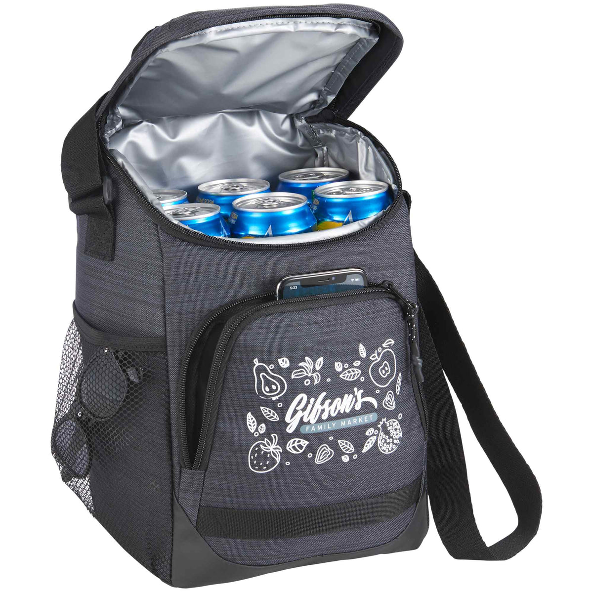 Mayfair Cooler with Swappable Zipper Pulls, 12 Cans Transfer - Charcoal - Photo