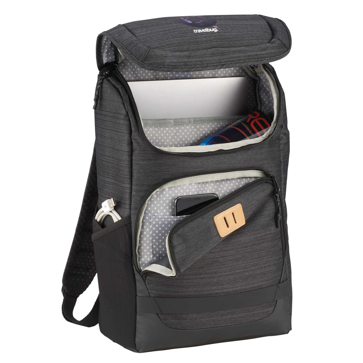 Mayfair Laptop Backpack with Flap Pocket, 15 Inch Transfer - Charcoal - Photo