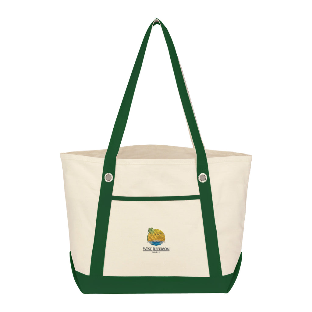 Medium Cotton Canvas Sailing Tote Bag, 12 oz - Embroidery