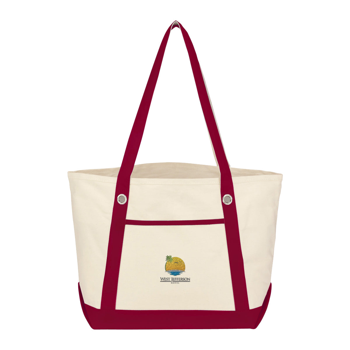 Medium Cotton Canvas Sailing Tote Bag, 12 oz - Embroidery