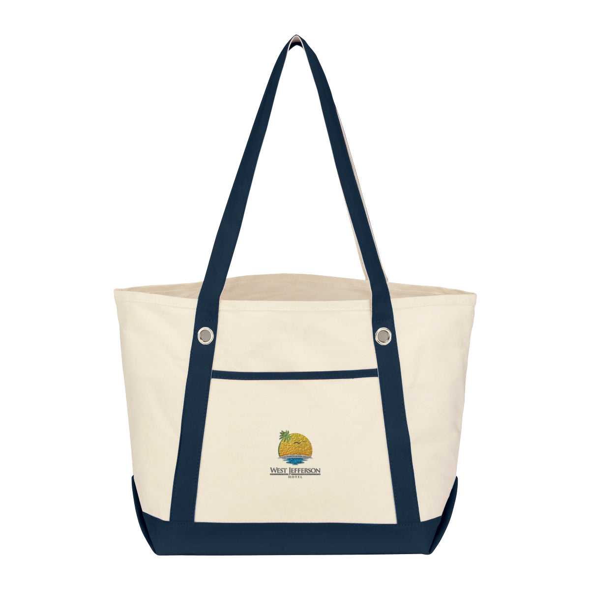 Medium Cotton Canvas Sailing Tote Bag, 12 oz Embroidery - Embroidery