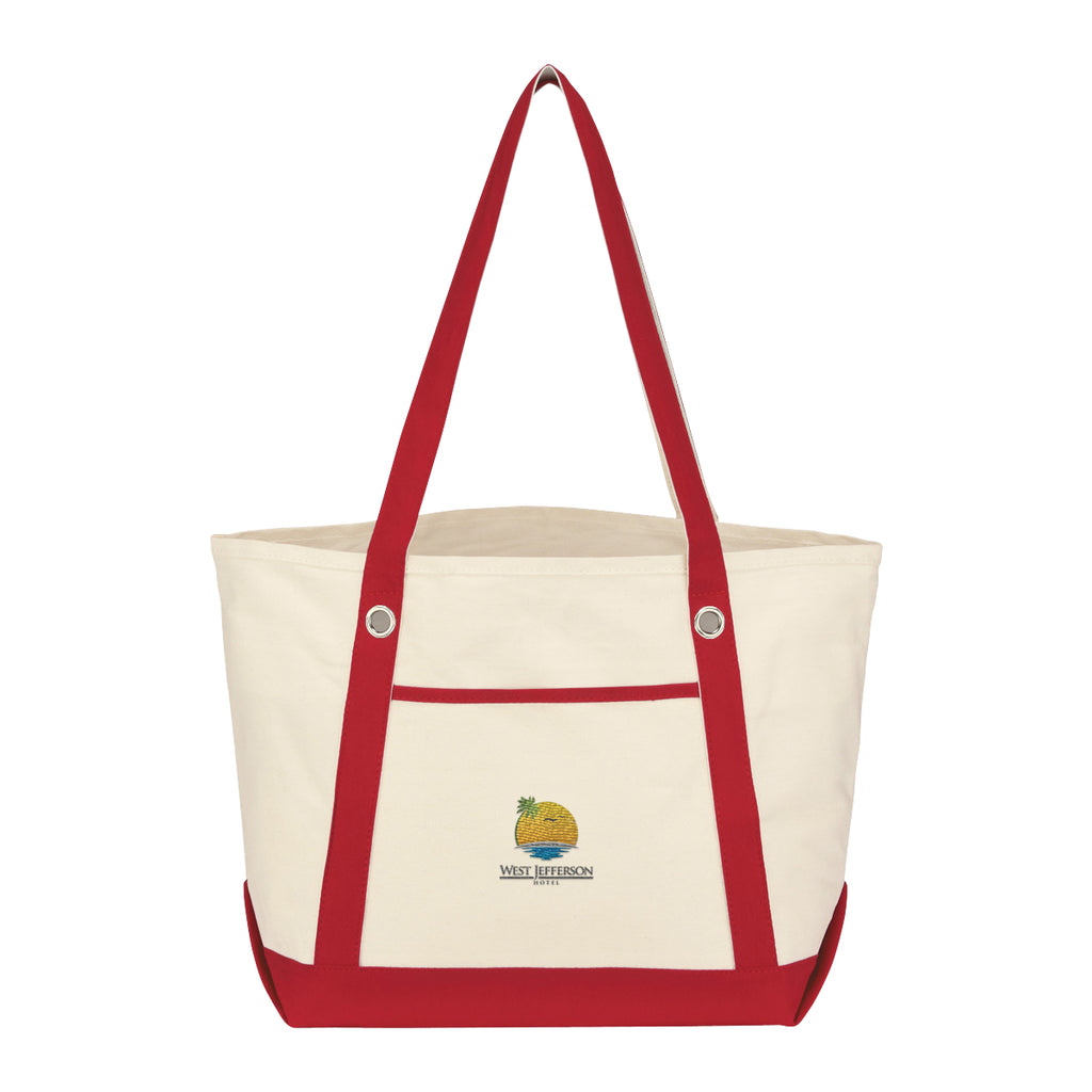 Medium Cotton Canvas Sailing Tote Bag, 12 oz Embroidery - Embroidery