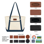 Medium Cotton Canvas Sailing Tote Bag, 12 oz Embroidery - Patch