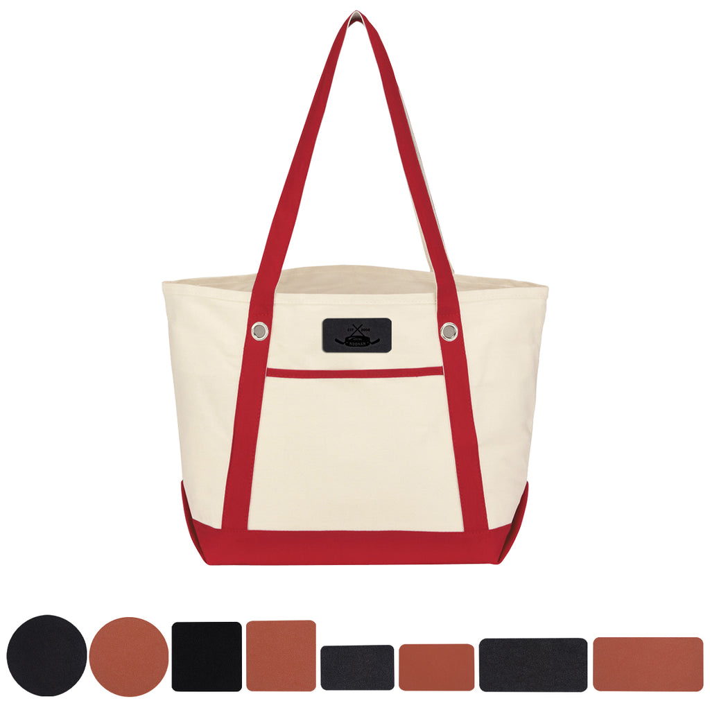 Medium Cotton Canvas Sailing Tote Bag, 12 oz - Leather