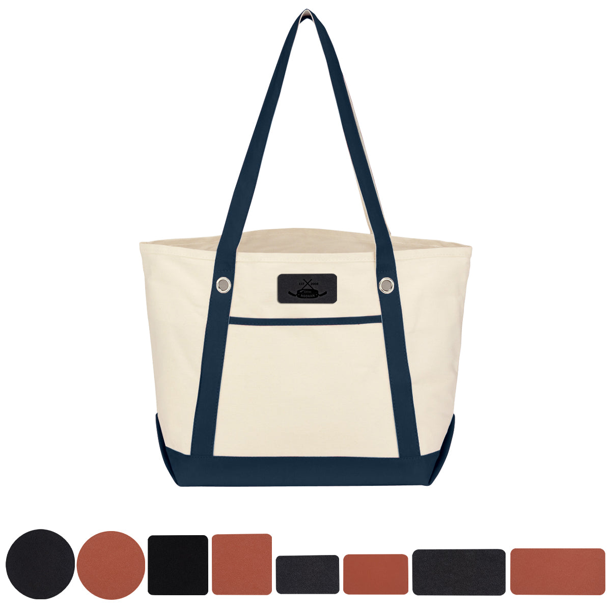 Medium Cotton Canvas Sailing Tote Bag, 12 oz - Leather
