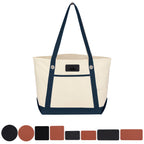 Medium Cotton Canvas Sailing Tote Bag, 12 oz - Leather