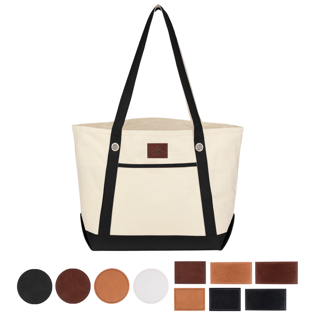 Medium Cotton Canvas Sailing Tote Bag, 12 oz - Leatherette