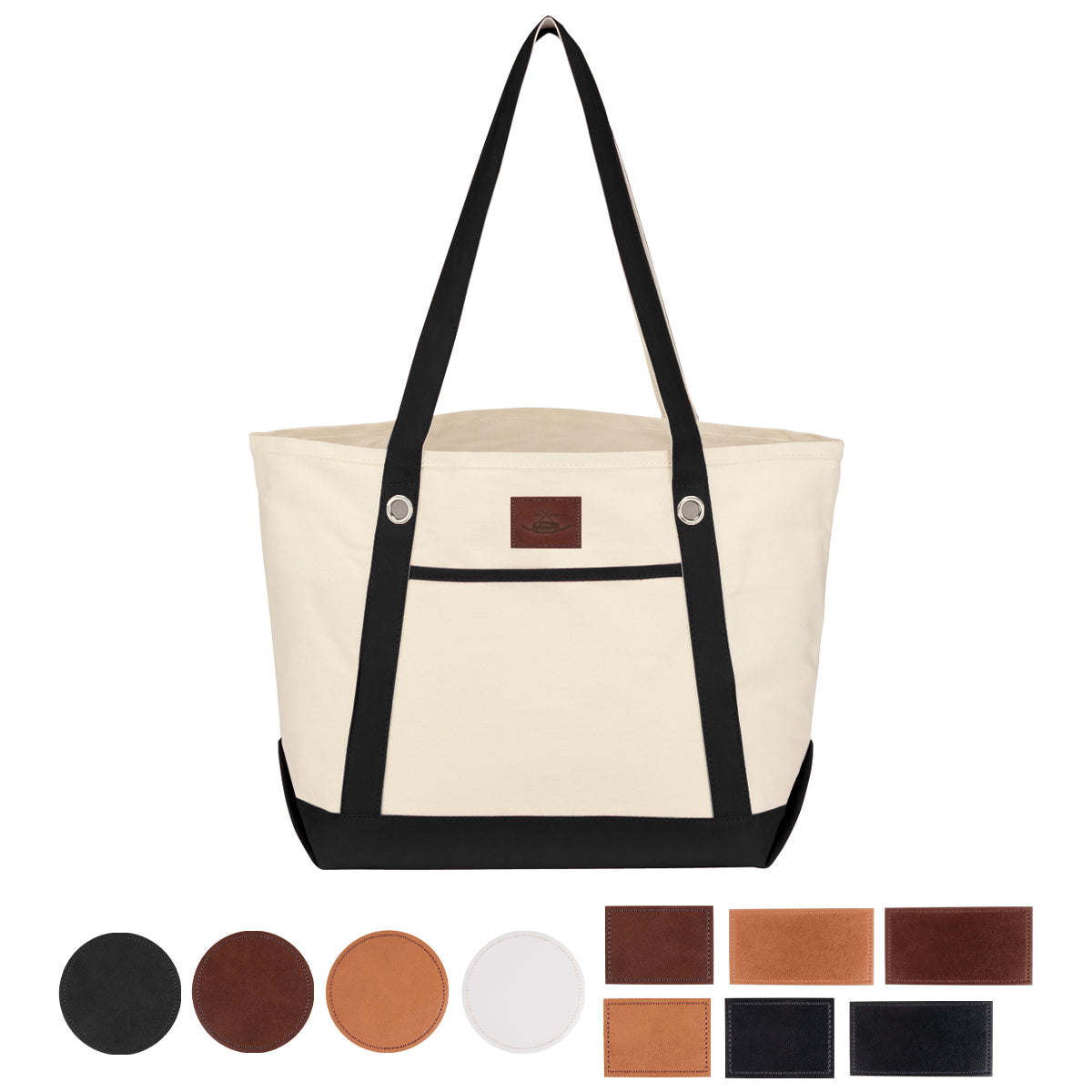 Medium Cotton Canvas Sailing Tote Bag, 12 oz - Leatherette