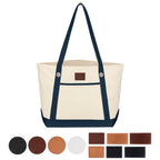 Medium Cotton Canvas Sailing Tote Bag, 12 oz - Leatherette
